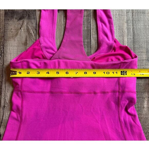 Lululemon Tank Top Magenta Scoop Mesh Racer T- Back Built in Shelf Bra | Size 6 - Picture 7 of 14